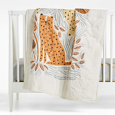 Little Leopards 100% Organic Cotton Baby Crib Quilt