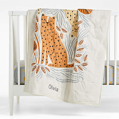 Little Leopards 100% Organic Cotton Baby Crib Quilt