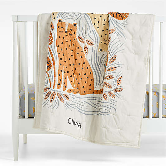 Little Leopards 100% Organic Cotton Baby Crib Quilt