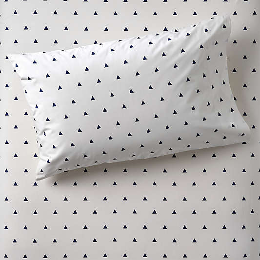 Organic Little Prints Blue Triangle Kids Pillowcase