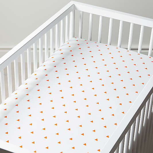 Organic Little Prints Orange Triangle Crib Fitted Sheet