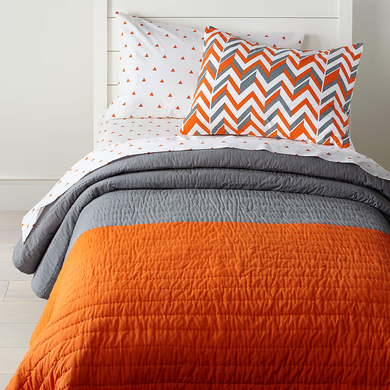 Little Prints Orange Kids Twin Quilt + Reviews Crate & Kids