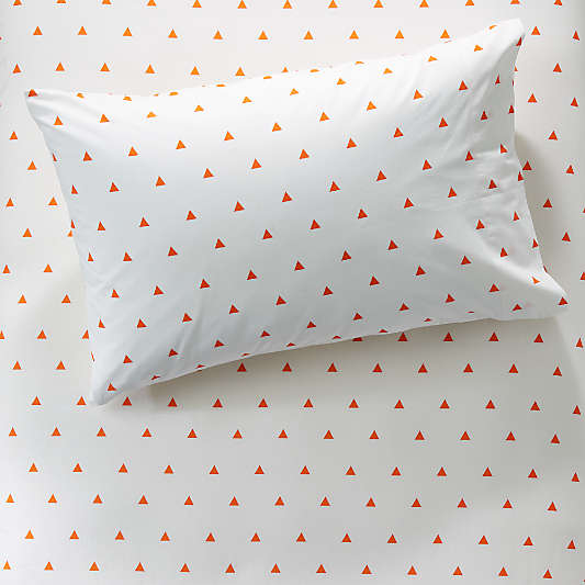 Organic Little Prints Orange Triangle Kids Pillowcase