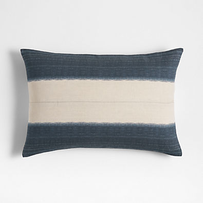 View Littoral 22"x15" Two-Tone Navy Throw Pillow with Down-Alternative Insert details