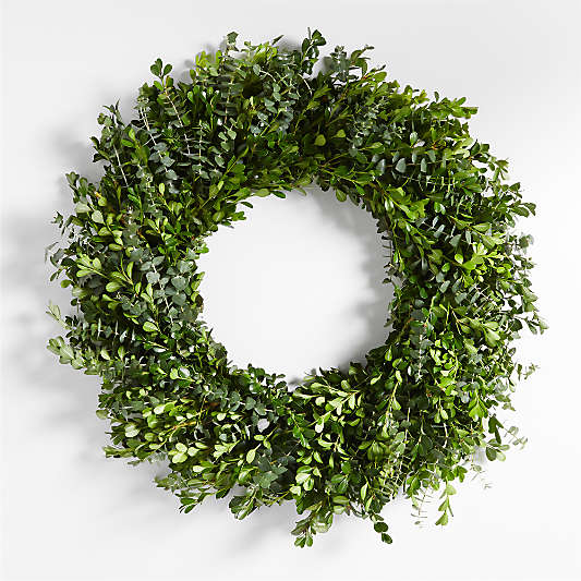 Live Boxwood & Baby Blues Wreath 24"