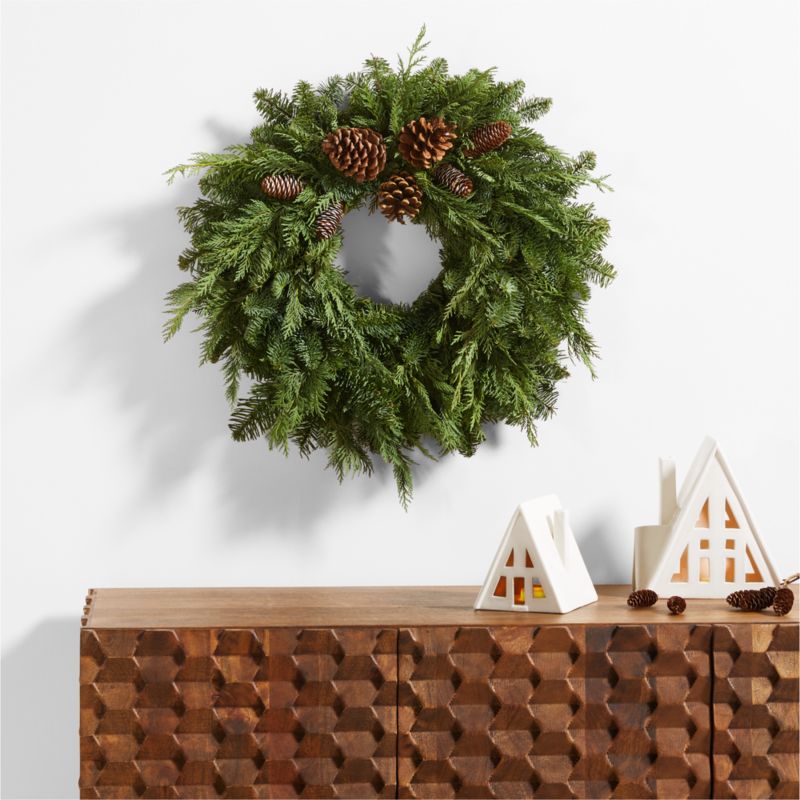 Live Cedar Pine Cone Wreath 22" - image 1 of 4