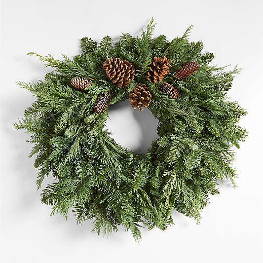 Live Cedar Pine Cone Wreath 22"