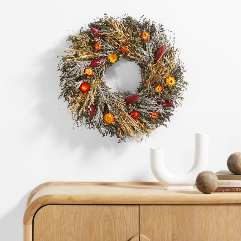 Live Fall Strawflower Wreath 22" - image 1 of 4