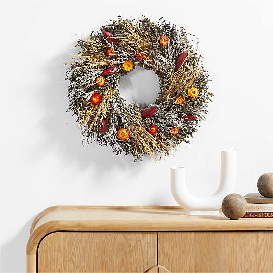 Live Fall Strawflower Wreath 22"