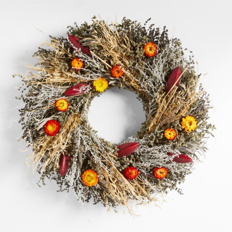 Live Fall Strawflower Wreath 22" - image 0 of 4