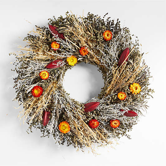 Live Fall Strawflower Wreath 22"