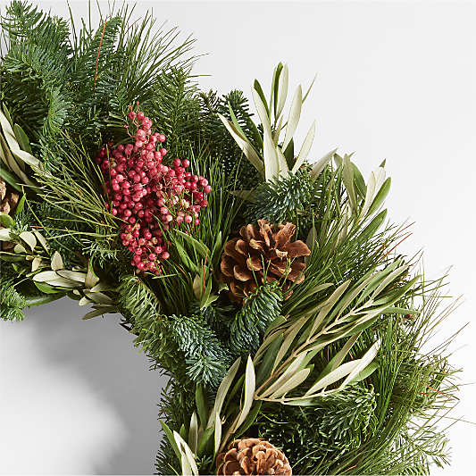 Live Fir, Olive, & Pepperberry Wreath 26"