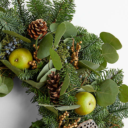 Live Mixed Greens & Pinecone Wreath 22"