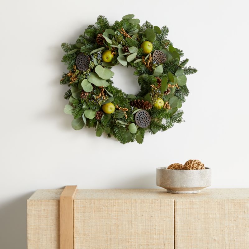 Live Mixed Greens & Pinecone Wreath 22" - image 1 of 3