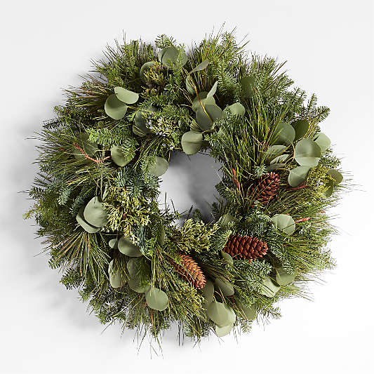 Live Pinecones & Greens Wreath 22"