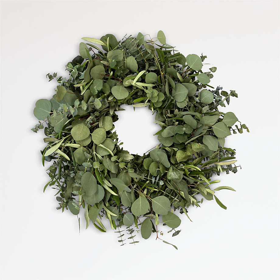 Live Eucalyptus & Olive Wreath 20" + Reviews Crate & Barrel
