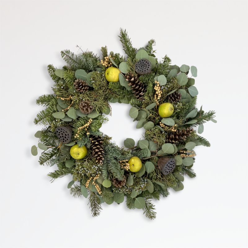 Live Mixed Greens & Pinecone Wreath 22" - image 0 of 3