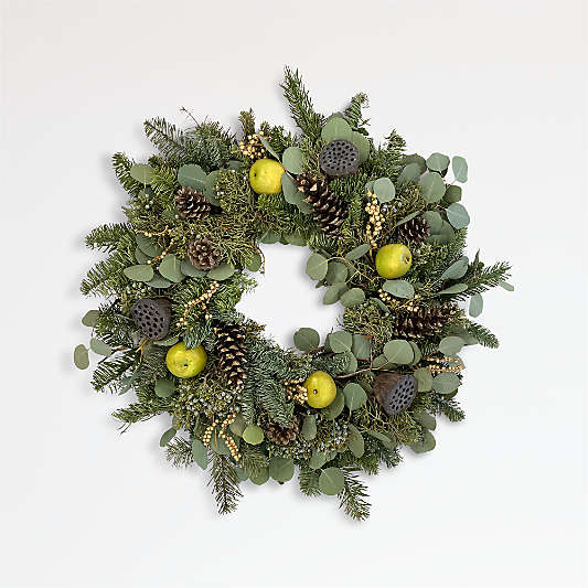 Live Mixed Greens & Pinecone Wreath 22"