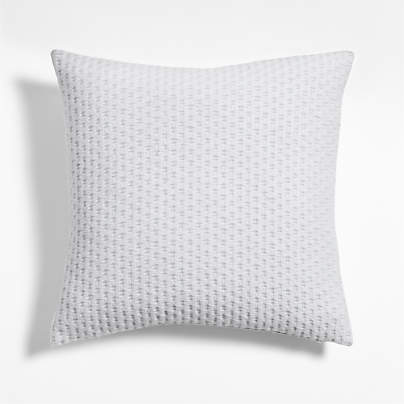 Llama Wool and Organic Cotton Blend Textured 20"x20" Light Grey Throw Pillow with Feather Insert