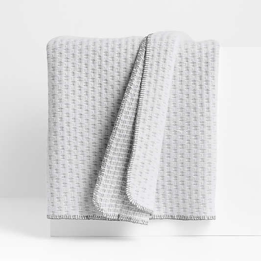 Llama Wool and Organic Cotton Blend Textured 70"x55" Light Grey Throw Blanket