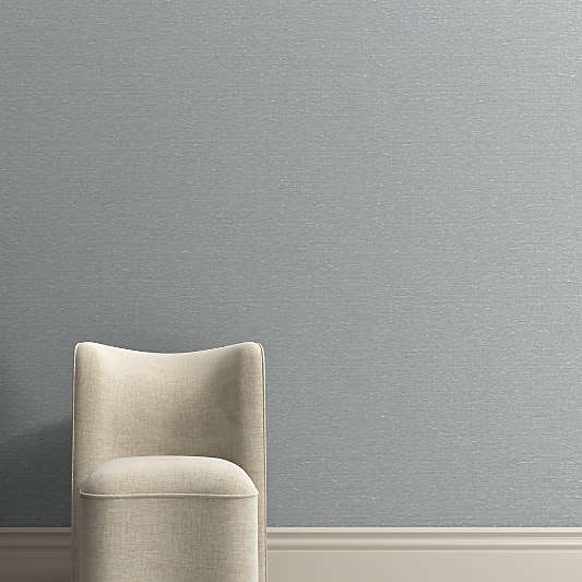 Loom Steel Blue Linen Wallpaper