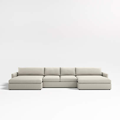 Lounge Deep 3 Piece Double Chaise Sectional Sofa Reviews Crate Barrel