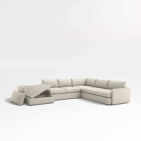 Lounge Deep 4-Piece L-Shaped Sectional Sofa with Storage Chaise Lounge