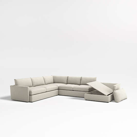 Lounge Deep 4-Piece L-Shaped Sectional Sofa with Storage Chaise Lounge