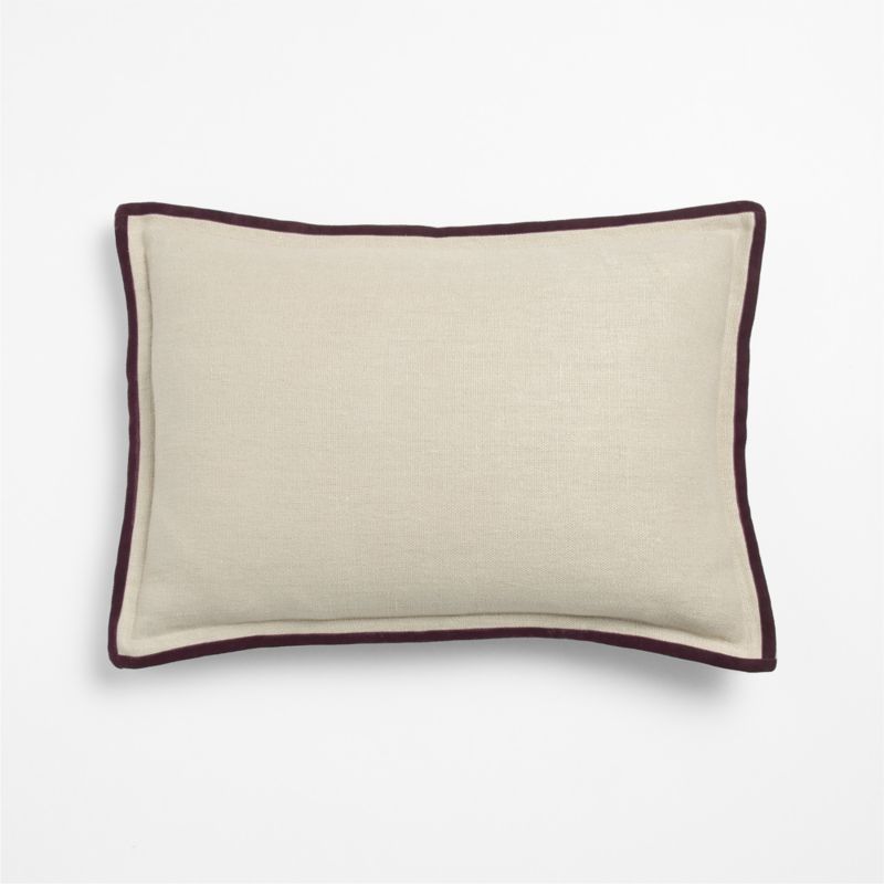 Linen with Velvet Trim 22"x15" Deep Burgundy Throw Pillow Cover - image 1 of 4
