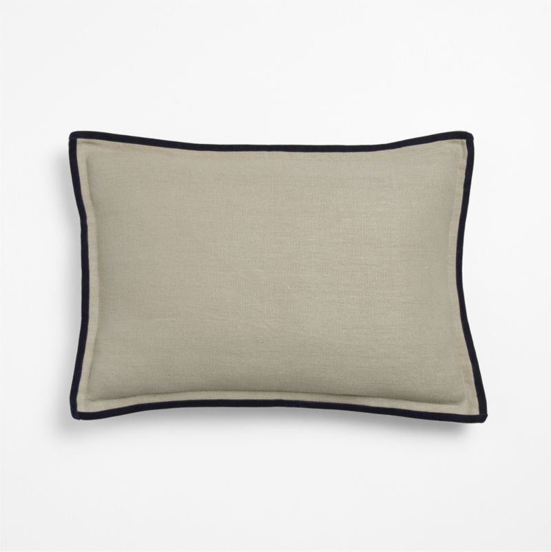 Linen with Velvet Trim 22"x15" Deep Indigo Throw Pillow Cover - image 1 of 4