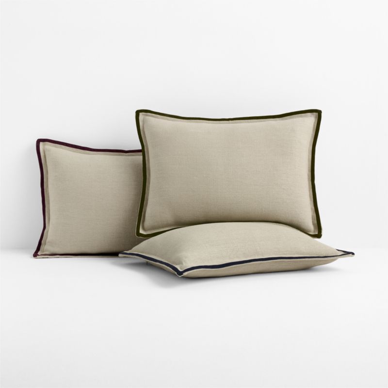 Linen with Velvet Trim 22"x15" Deep Burgundy Throw Pillow Cover - image 3 of 4