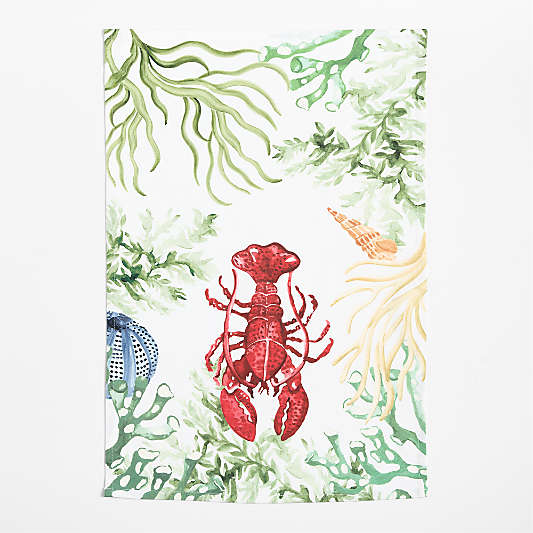 Lobster Printed Organic Cotton Kitchen Dish Towel