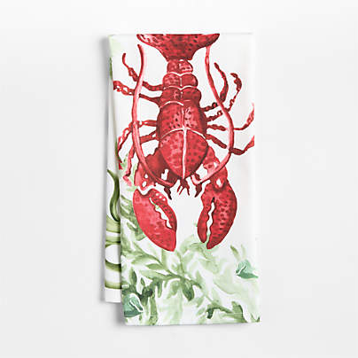 Lobster Printed Organic Cotton Kitchen Dish Towel