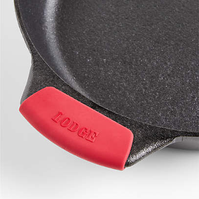 Lodge Cast Iron Skillet with Red Silicone Handle, 12