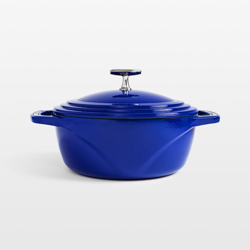 KUTIME 4.5-Quart Round Enamelled Cast Iron Dutch Oven - Blue 