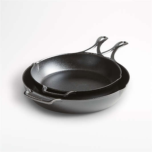 Lodge Blacklock 10.25" and 12" Seasoned Cast Iron Skillets, Set of 2