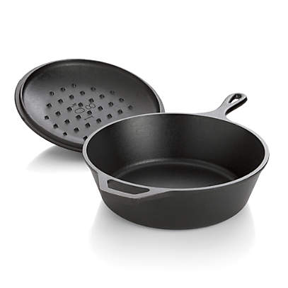  Lodge L10CF3 Cast Iron Covered Deep Skillet, Pre-Seasoned,  5-Quart, Black: Cast Iron Skillets: Home & Kitchen