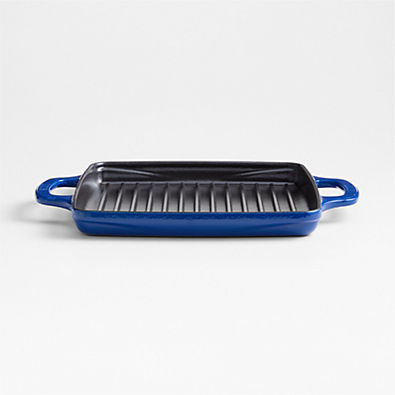View Lodge USA Enamel 11" Cast Iron Grill Pan in Smooth Sailing Blue details