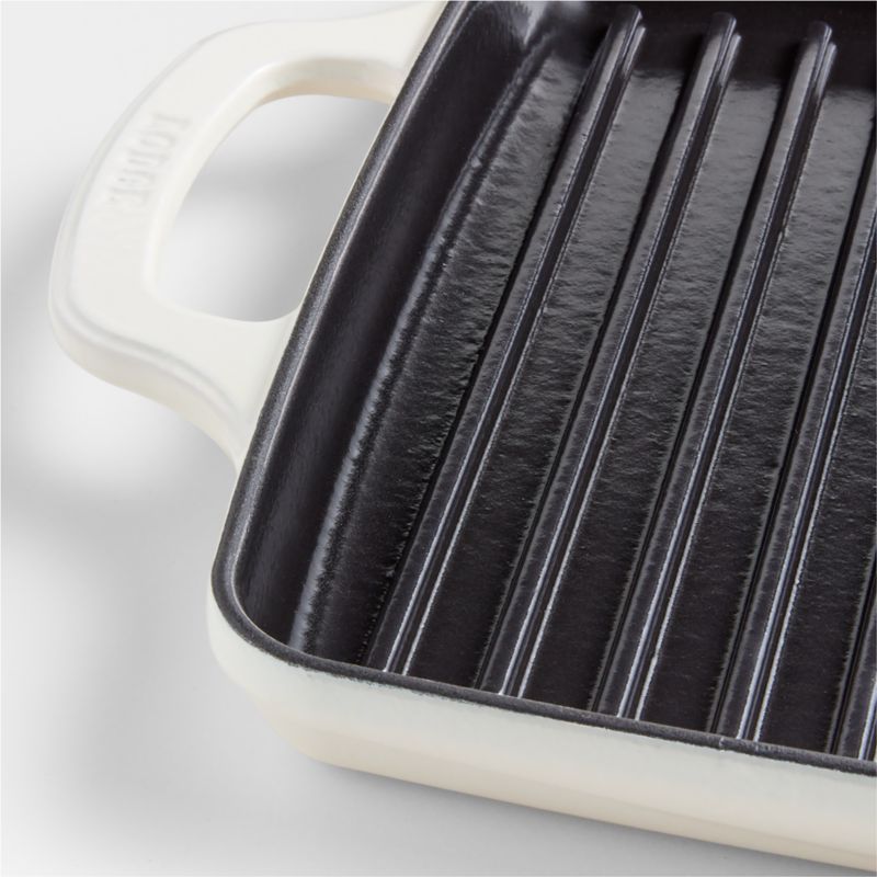 Lodge USA Enamel 11" Cast Iron Grill Pan in Cloud White - image 1 of 4