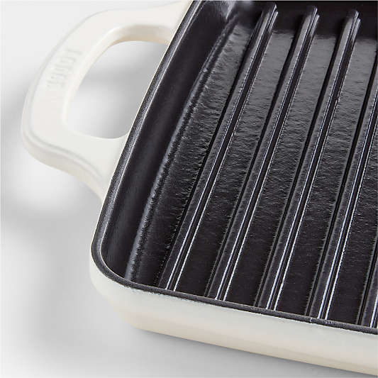 Lodge USA Enamel 11" Cast Iron Grill Pan in Cloud White