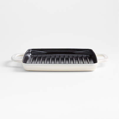 Lodge USA Enamel 11" Cast Iron Grill Pan in Cloud White