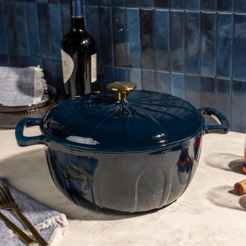 Lodge ® 6-Qt. Marine Luxe Enamel Dutch Oven with Gold Knob - image 3 of 6