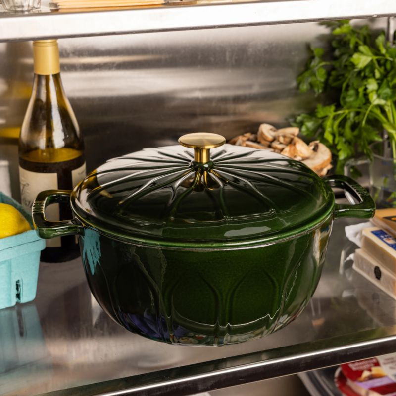 Lodge ® 6-Qt. Pesto Luxe Enamel Dutch Oven with Gold Knob - image 4 of 6