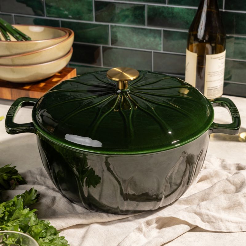 Lodge ® 6-Qt. Pesto Luxe Enamel Dutch Oven with Gold Knob - image 3 of 6