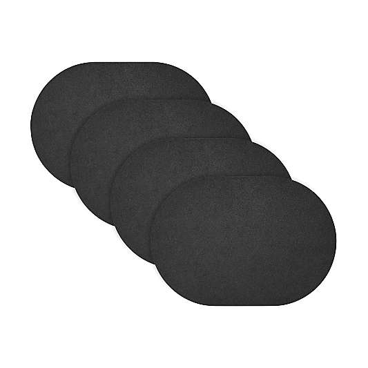 Black Felt Oval Placemats, Set of 4