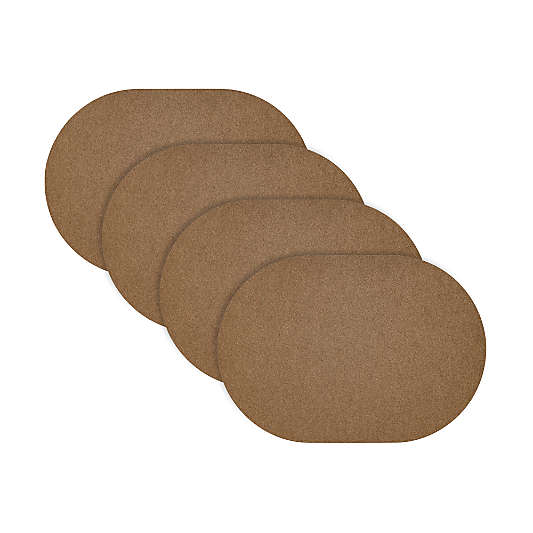 Cashmere Brown Felt Oval Placemats, Set of 4