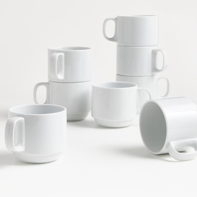 Vintage 8-Pc White Melamine Stackable Mug Set - Ruby Lane