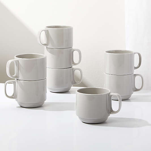 Logan Grey Stacking Mugs, Set of 8