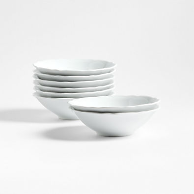 View Loire White Porcelain Cereal Bowls, Set of 8 details