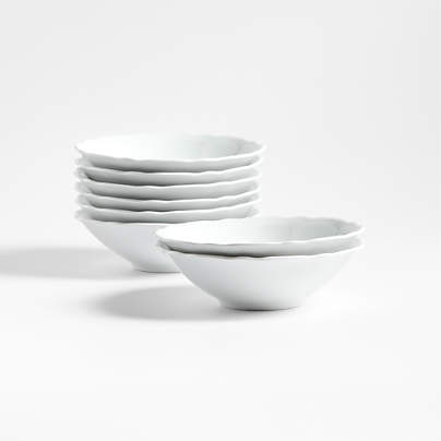 Loire White Porcelain Cereal Bowls, Set of 8